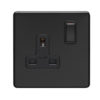 Eurolite Ecmb1Sob 1 Gang 13Amp Dp Switched Socket Flat Concealed Matt Black Plate Black Rocker