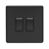 Eurolite Ecmb2Swb 2 Gang 10Amp 2Way Switch Flat Concealed Matt Black Plate Black Rockers