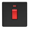 Eurolite Ecmb45Aswnb 2 Gang 45Amp Dp Switch With Neon Flat Concealed Matt Black Plate Red Rocker