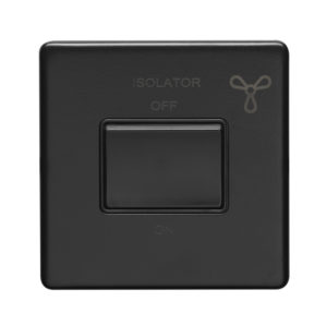 Eurolite Ecmbfswb 6Amp Fan Isolator Switch Flat Concealed Matt Black Plate Black Rocker