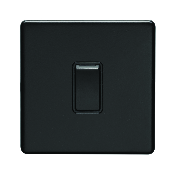 Eurolite Ecmbintb 1 Gang Intermediate Switch Flat Concealed Matt Black Plate Black Rocker