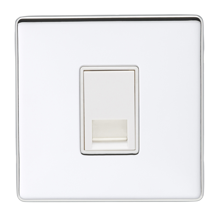 Eurolite Ecpc1Mw 1 Gang Master Telephone Socket Concealed Polished Chrome Plate White Interior