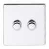 Eurolite Ecpc2D400Pcw 2 Gang 400W Push On Off 2Way Dimmer Switch Concealed Polished Chrome Plate Matching Knobs White Trim