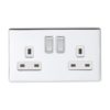 Eurolite Ecpc2Sopcw 2 Gang 13Amp Dp Switched Socket Concealed Polished Chrome Plate Matching Rockers White Trim