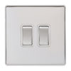 Eurolite Ecpc2Swpcw 2 Gang 10Amp 2Way Switch Concealed Polished Chrome Plate Matching Rockers White Trim