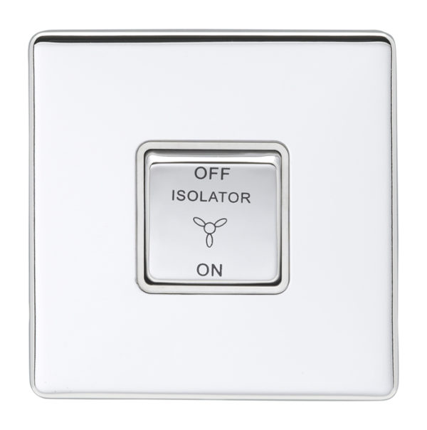 Eurolite Ecpcfswpcw 10Amp Fan Isolator Switch Concealed Polished Chrome Plate Matching Rocker White Trim