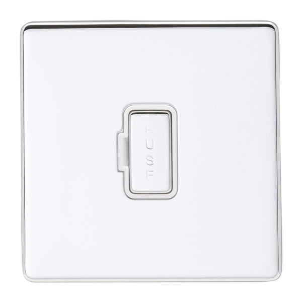 Eurolite Ecpcuswfpcw 13Amp Unswitched Fuse Spur Concealed Polished Chrome Plate Matching White Trim