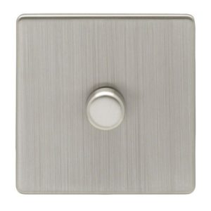 Eurolite Ecsn1Dledsnw 1 Gang Led Push On Off 2Way Dimmer Switch Concealed Satin Nickel Plate Matching Knob White Trim
