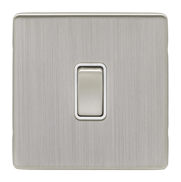 Eurolite Ecsn1Swsnw 1 Gang 10Amp 2Way Switch Concealed Satin Nickel Plate Matching Rocker White Trim