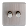 Eurolite Ecsn2Dledsnw 2 Gang Led Push On Off 2Way Dimmer Switch Concealed Satin Nickel Plate Matching Knobs White Trim
