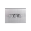 Eurolite Ecsn3D400Snw 3 Gang 400W Push On Off 2Way Dimmer Switch Concealed Satin Nickel Plate Matching Knobs White Trim