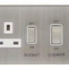 Eurolite Ecsn45Aswassnw 45Amp Dp Cooker Switch With 13Amp Socket Concealed Satin Nickel Plate Matching Rockers White Trim