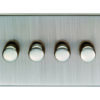 Eurolite Ecsn4D400Snb 4 Gang 400W Push On Off 2Way Dimmer Switch Concealed Satin Nickel Plate Matching Knobs Black Trim