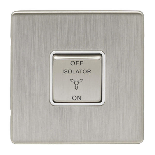 Eurolite Ecsnfswsnw 10Amp Fan Isolator Switch Concealed Satin Nickel Plate Matching Rocker White Trim