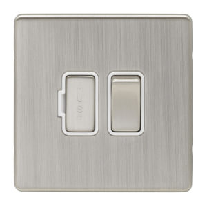 Eurolite Ecsnswfsnw 13Amp Dp Switched Fuse Spur Concealed Satin Nickel Plate Matching Rocker White Trim