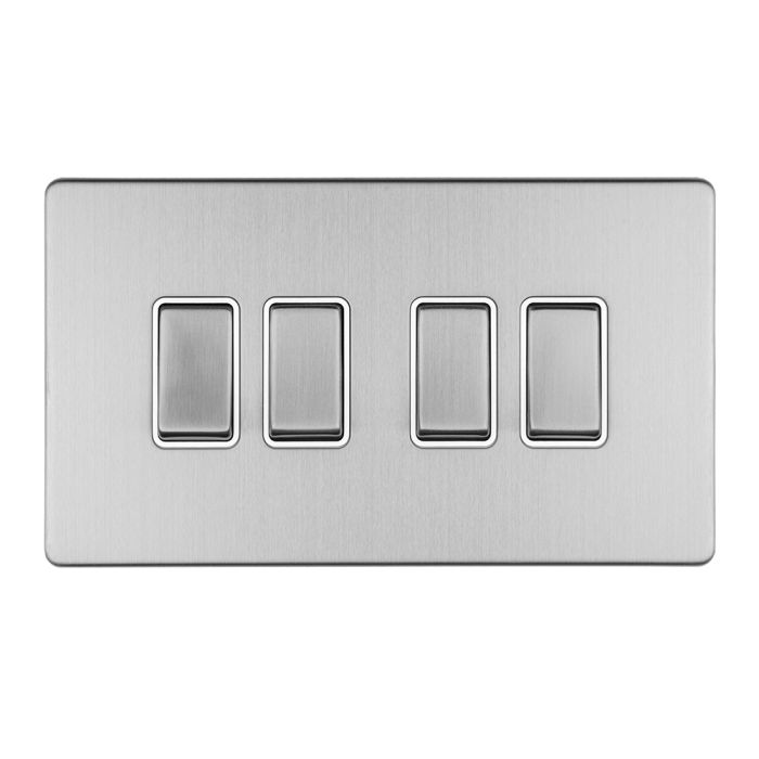 Eurolite Concealed 3mm 4 Gang 10Amp 2Way Switch - Stainless Steel