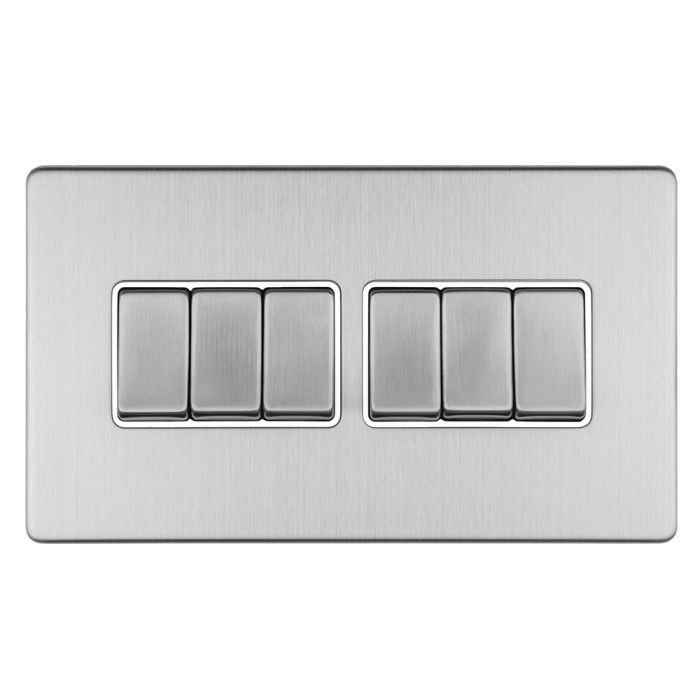 Eurolite Concealed 3mm 6 Gang 10Amp 2Way Switch - Stainless Steel