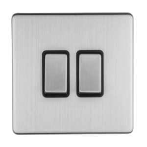 Eurolite Concealed 3mm 2 Gang 10Amp 2Way Switch - Stainless Steel