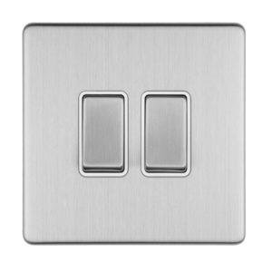 Eurolite Concealed 3mm 2 Gang 10Amp 2Way Switch - Stainless Steel