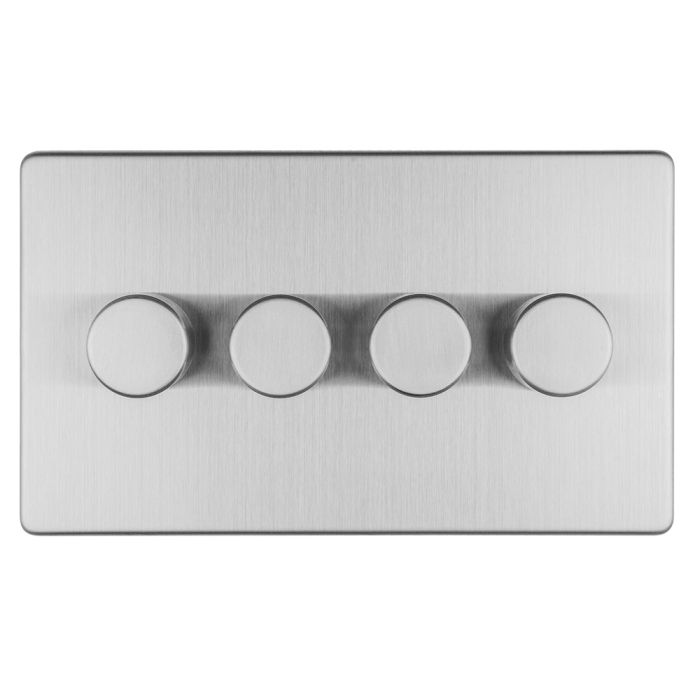 Eurolite Concealed 3mm 4 Gang Led Push On Off 2Way Dimmer - Stainless Steel