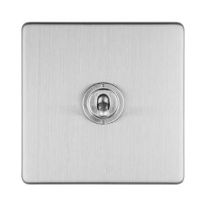 Eurolite Concealed 3mm 1 Gang 10Amp 2Way Toggle Switch Satin Stainless Plate - Stainless Steel