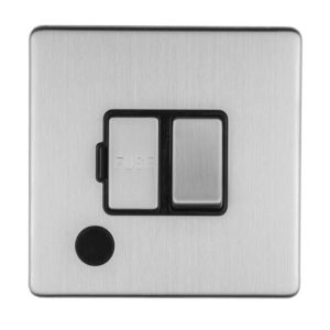 Eurolite Concealed 3mm 13Amp Switched Fuse Spur With Flex Outlet - Stainless Steel
