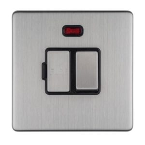 Eurolite Concealed 3mm 13Amp Switched Fuse Spur With Neon - Stainless Steel