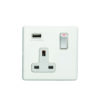 Eurolite Ecw1Usbw 1 Gang 13Amp Dp Switched Socket With 2.1 Amp Usb Outlet Flat Concealed White Plate White Rocker