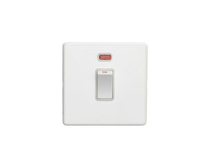 Eurolite Ecw20Adpswnw 1 Gang 20Amp Dp Switch With Neon Flat Concealed White Plate White Rocker
