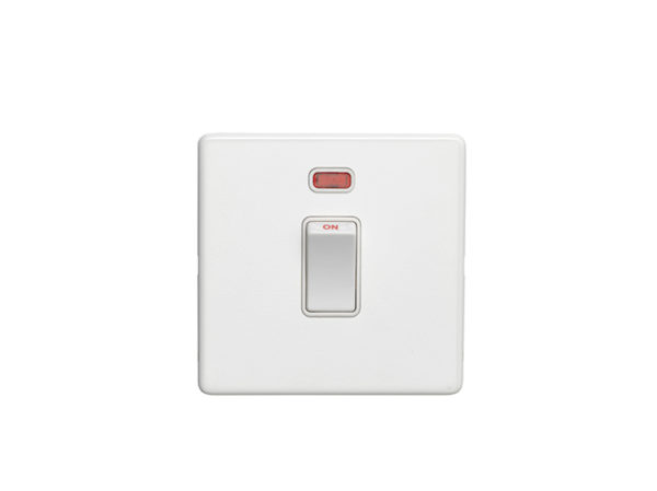 Eurolite Ecw20Adpswnw 1 Gang 20Amp Dp Switch With Neon Flat Concealed White Plate White Rocker