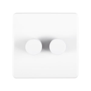 Eurolite Ecw2D400 2 Gang 400W Push On Off 2Way Dimmer Flat Concealed White Plate