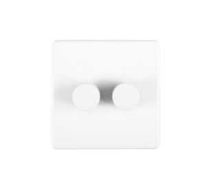Eurolite Ecw2Dled 2 Gang Led Push On Off 2Way Dimmer Flat Concealed White Plate