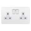 Eurolite Ecw2Sow 2 Gang 13Amp Dp Switched Socket Flat Concealed White Plate White Rockers