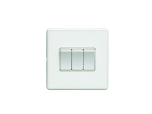 Eurolite Ecw3Sww 3 Gang 10Amp 2Way Switch Flat Concealed White Plate White Rockers