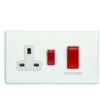 Eurolite Ecw45Aswasw 45Amp Dp Cooker Switch With 13Amp Socket Flat Concealed White Plate White Rockers