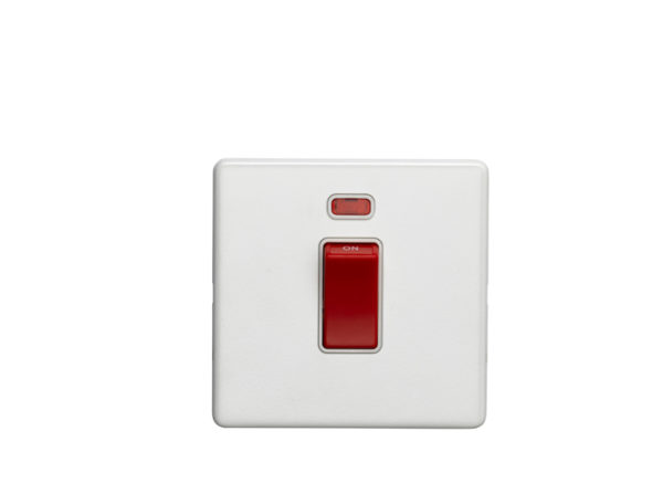 Eurolite Ecw45Aswnsw 1 Gang 45Amp Dp Switch With Neon Flat Concealed White Plate White Rocker