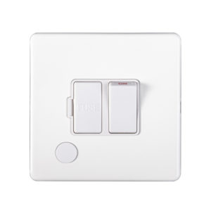 Eurolite Ecwswffow 13Amp Switched Fuse Spur With Flex Outlet Flat Concealed White Plate White Rocker