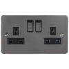 Eurolite Efbn2Sobnb 2 Gang 13Amp Dp Switched Socket Enhance Flat Black Nickel Plate Matching Rockers Black Trim