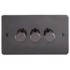 Eurolite Efbn3Dled 3 Gang Led Push On Off 2Way Dimmer Switch Enhance Flat Black Nickel Plate Matching Knobs