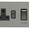 Eurolite Efbn45Aswasbnb 45Amp Dp Cooker Switch With 13Amp Socket Enhance Flat Black Nickel Plate Red Rockers Black Trim