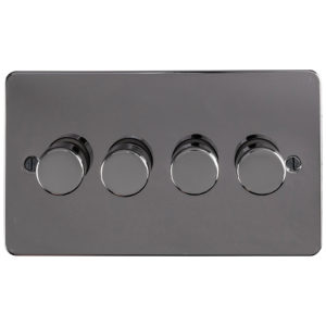 Eurolite Efbn4D400 4 Gang 400W Push On Off 2Way Dimmer Switch Enhance Flat Black Nickel Plate Matching Knobs