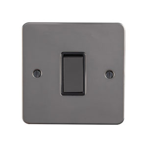 Eurolite Efbnintbnb 1 Gang 10Amp Intermediate Switch Enhance Flat Black Nickel Plate Matching Rocker Black Trim