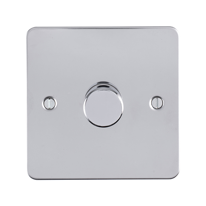 Eurolite Pss1D400 1 Gang 400W Push On Off 2Way Dimmer Round Edge Polished Stainless Steel Plate Matching Knob