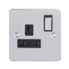 Eurolite Efpss1Sopsb 1 Gang 13Amp Dp Switched Socket Enhance Flat Polished Stainless Steel Plate Matching Rocker Black Trim