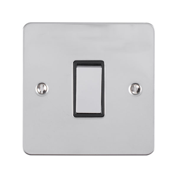 Eurolite Efpss1Swpsb 1 Gang 10Amp 2Way Switch Enhance Flat Polished Stainless Steel Plate Matching Rocker Black Trim