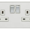 Eurolite Efpss2Sopsw 2 Gang 13Amp Dp Switched Socket Enhance Flat Polished Stainless Steel Plate Matching Rockers White Trim
