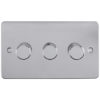 Eurolite Efpss3Dled 3 Gang Led Push On Off 2Way Dimmer Switch Enhance Flat Polished Stainless Steel Plate Matching Knobs