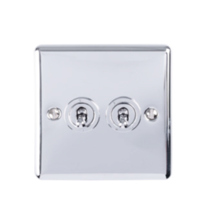 Eurolite Efpsst2Sw 2 Gang Toggle Switch 2X10Amp 2Way Enhance Flat Polished Stainless Steel Plate