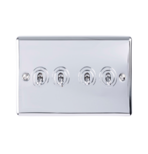 Eurolite Efpsst4Sw 4 Gang Toggle Switch 4X10Amp 2Way Enhance Flat Polished Stainless Steel Plate