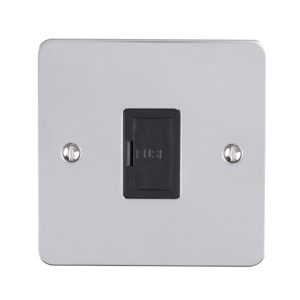 Eurolite Efpssuswfpsb 13Amp Unswitched Fuse Spur Enhance Flat Polished Stainless Steel Plate Matching Black Trim